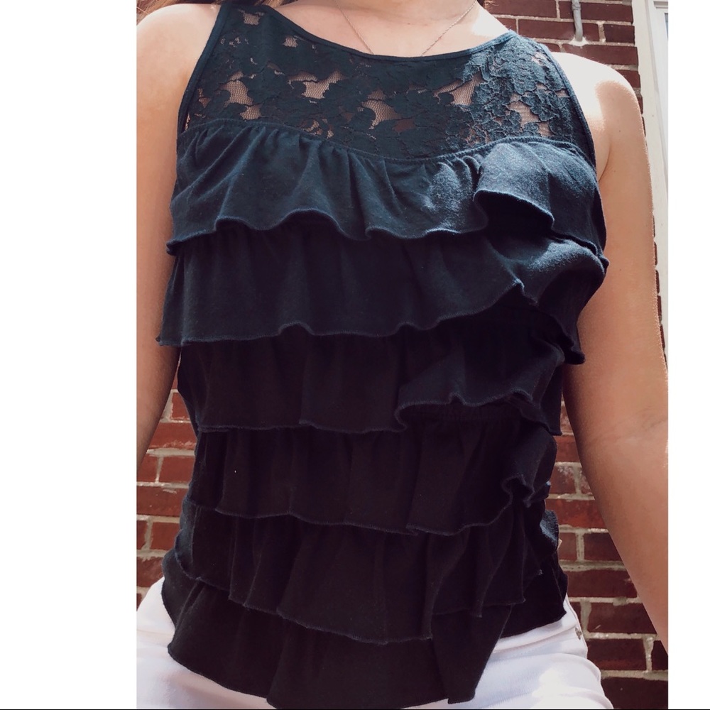 Hollister ruffle lace tank top